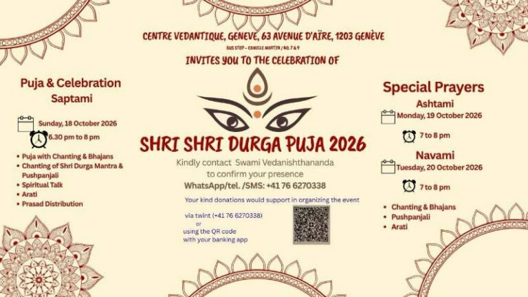 Centre Vendatique Geneva Navaratri 2026